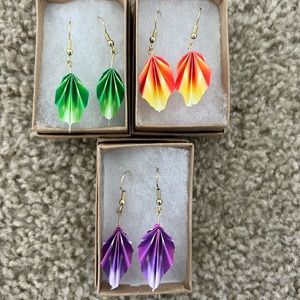 Origami leaf earrings